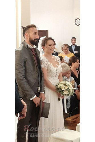 Rochie de mireasa Marime mare Iluzia mâneci Şifon A-linie Sheer Înapoi - Pagină 3