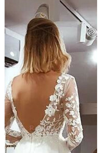 Rochie de mireasa Mâneci lungi V-gât adânc Dantela Mediu A-linie - Pagină 2