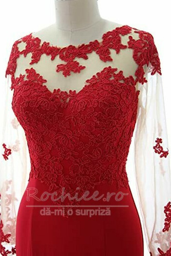 Rochie de seara Iluzia mâneci Fermoar Sirenă Aplicatiile Talie naturale - Pagină 3