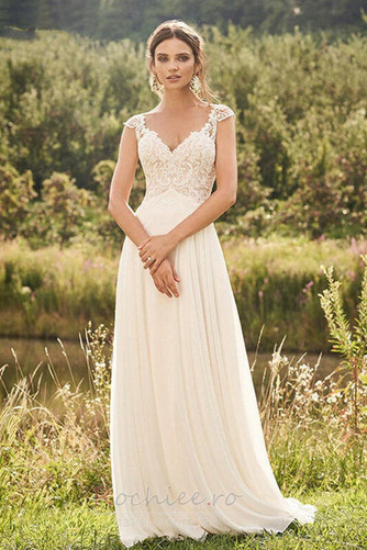 Rochie de mireasa Dantela Talie naturală V-gât adânc Plajă Fără mâneci - Pagină 1
