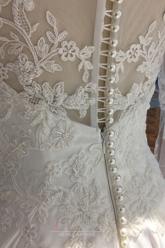 Rochie de mireasa V gâtului Iluzia mâneci A-linie Elegant Fără spate - Pagină 6