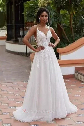 Rochie de mireasa Aplicatiile A-linie Fără spate Elegant În aer liber - Pagină 1