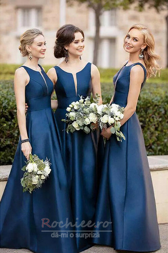 Rochie de domnişoară de onoare Iarnă Satin Fără mâneci A-linie - Pagină 2