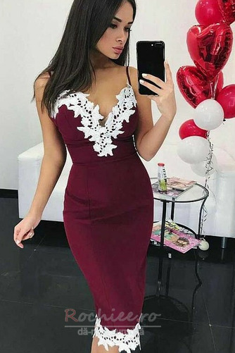 Rochie de cocktail Satin Fără mâneci Teacă Minge Vara V-gât adânc - Pagină 1