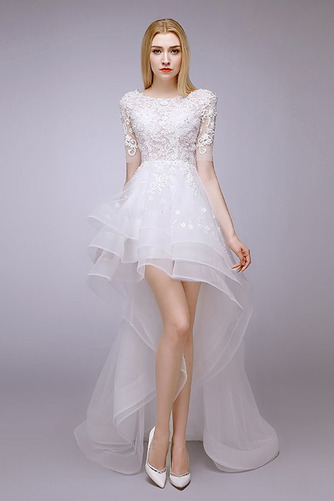 Rochie de mireasa Asimetric Multi strat Toamnă Talie naturale - Pagină 4
