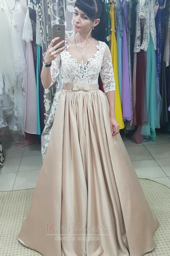 Rochie de bal Sheer Înapoi Arc accentuată Banchet Mâneci scurte - Pagină 1