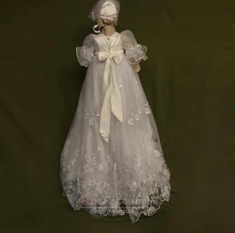 Rochie de botez Formale Dantela Talie imperiu Capac/pălărie Jumătate mâneci