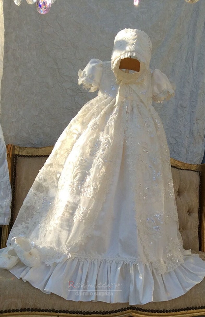 Rochie de botez Înalt acoperit Formale Dantelă Capac/pălărie