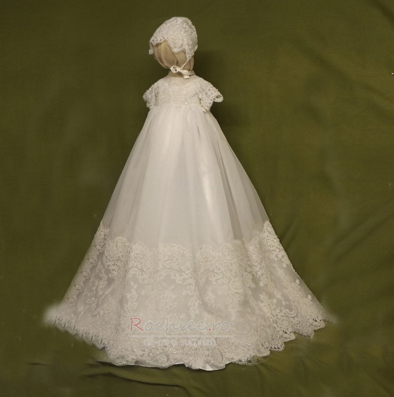 Rochie de botez Lung Dantela Mare acoperit Prințesă Formale Capac/pălărie