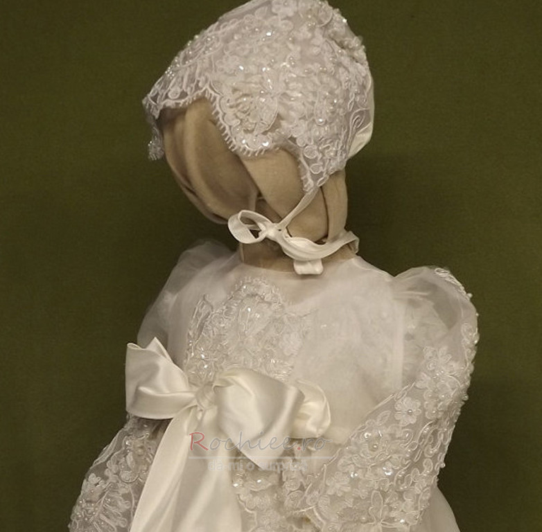 Rochie de botez Lung Dantela Mare acoperit Prințesă Formale Capac/pălărie